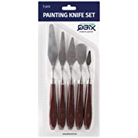 QBIX - Juego de 5 cuchillos de pintura de metal con mango de madera